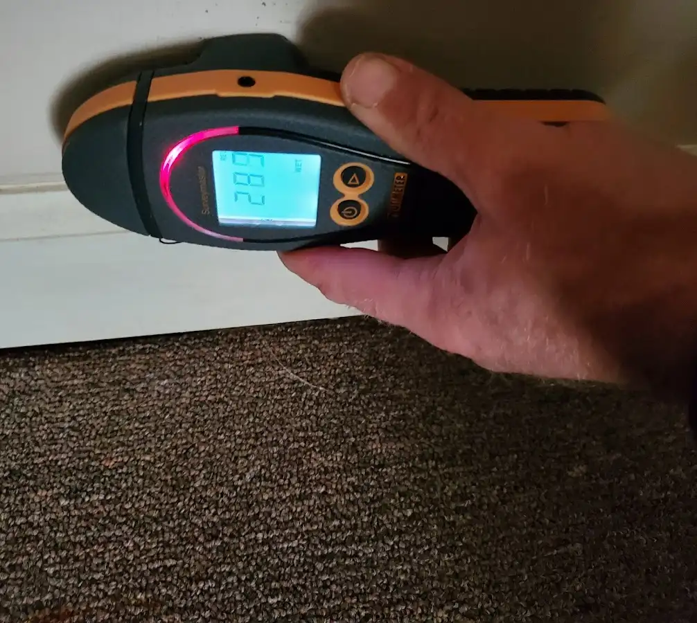 Moisture detection at baseboard during Sewage Cleanup & Sanitation in Oil City