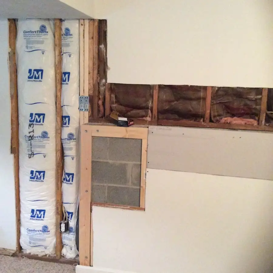 Wall insulation replacement during Basement Flood Cleanup in Oil City